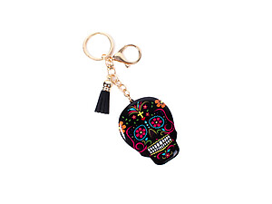 Black Metal Sugar Skull Tassel Key Chain Handbag Charm