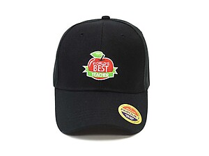 World's Best Teacher Black Embroidered Baseball Hat Cap w/ Adjustable Closure