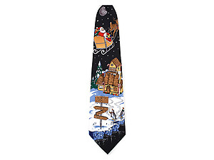 Boy's Black North Pole 100% Polyester Christmas Tie