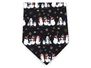 Boy's Black Snowmen 100% Polyester Christmas Tie