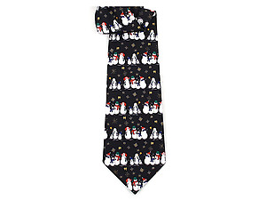 Boy's Black Snowmen 100% Polyester Christmas Tie