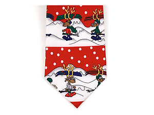 Boy's Red Reindeer 100% Polyester Christmas Tie