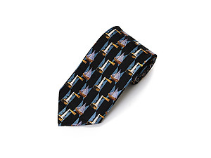 Blue Men's Sailing Polyester Printed Novelty Tie