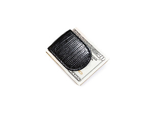 Crocodile Print Leather Magnetic Money Clip