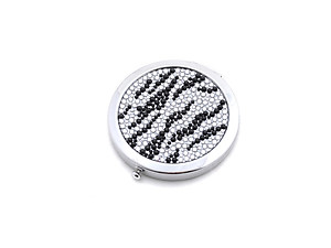 Zebra Print Rhinestone Accented Matching Mirror & Card Case Set