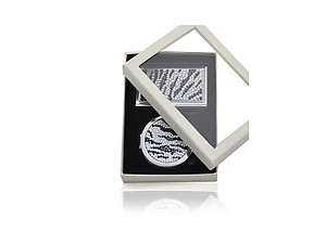 Zebra Print Rhinestone Accented Matching Mirror & Card Case Set