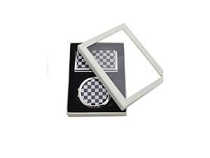 Black Checker Rhinestone Accented Matching Mirror & Card Case Set