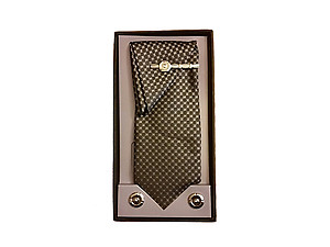 Mens Fashion Necktie, Hanky, Cufflinks, & Tie Bar Boxed Combo Set ~ Style 7751