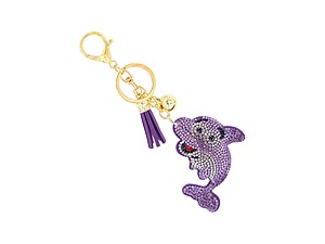 Purple Dolphin Tassel Bling Faux Suede Stuffed Pillow Key Chain Handbag Charm