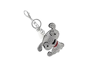 Puppy Dog Tassel Bling Faux Suede Stuffed Pillow Key Chain Handbag Charm