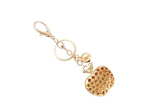Metal Crystal Stone Apple Shaped Pendant Key Chain Handbag Charm