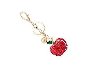 Metal Crystal Stone Apple Shaped Pendant Key Chain Handbag Charm