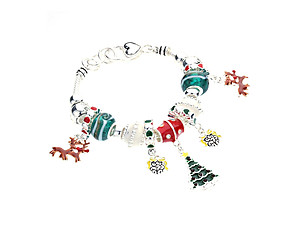 Silvertone Joyful Christmas Full Charm Bracelet