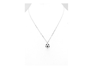Playful Enamel White Soccer Ball Necklace
