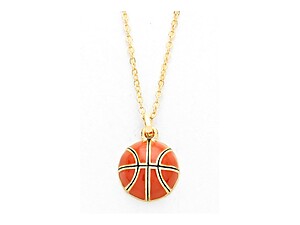 Playful Enamel Brown Basketball Necklace