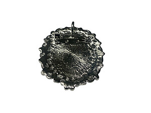 Rhodium Crystal Accent Victorian Studded Cameo Brooch Pendant