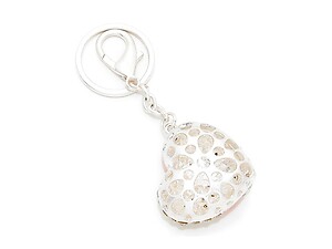 Crystal Pave Pink Ribbon Symbol Heart Keychain