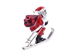 Santa On Sleigh Enamel Christmas Brooch