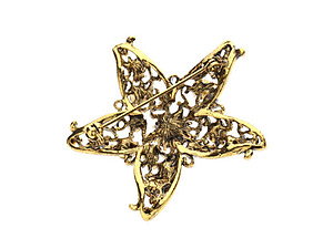 Goldtone Rhinestone Christmas Holiday Star Brooch