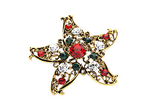 Goldtone Rhinestone Christmas Holiday Star Brooch