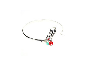 Snowman Crystal Beaded Charm Bangle Bracelet