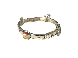 Rhinestone Acented Christmas Charm Stretchable Bracelet