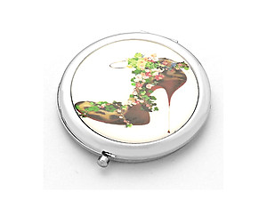 Secret Garden Exotic Leopard Heel Folding Makeup Round Compact Mirror