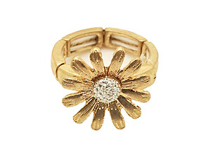 Two-tone 3D Flower Metal Stretch Ring
