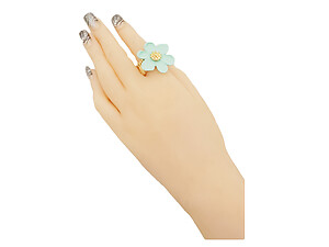 Matt Gold & Green Floral Flower Metal Stretch Ring