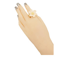 Matt Gold & Nude Floral Flower Metal Stretch Ring