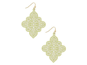 Mint Green Ornate Shape Color Painted Metal Earrings