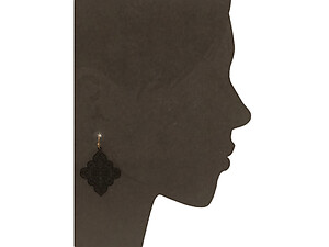 Black Ornate Shape Color Painted Metal Earrings