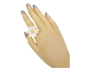 Matt Silver Floral Flower Metal Stretch Ring