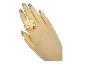 Matt Gold Floral Flower Metal Stretch Ring