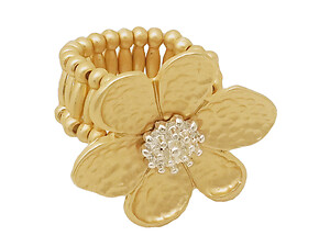 Matt Gold Floral Flower Metal Stretch Ring