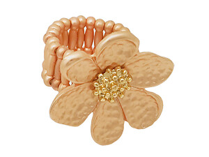 Rose Gold Floral Flower Metal Stretch Ring