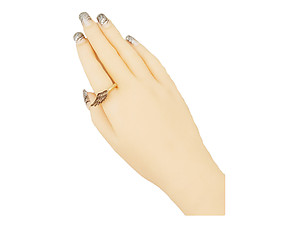 Burnished Gold Angel Wing Engraved Metal Stretch Ring