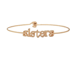 Sisters Inspirational Message Stencil Wire Hook Clasp Bangle Bracelet