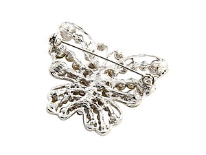 Silvertone Rhinestone Butterfly Pin Brooch