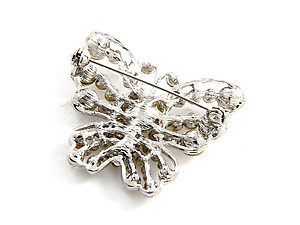 Silvertone Rhinestone Butterfy Pin Brooch