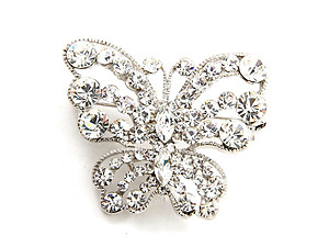 Silvertone Rhinestone Butterfy Pin Brooch