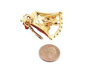 Rhinestone Studded Crystal Enamel Christmas Bell Brooch