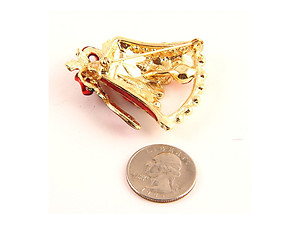 Rhinestone Studded Crystal Enamel Christmas Bell Brooch