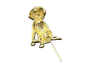Goldtone Adorable Sitting Puppy Dog Brooch