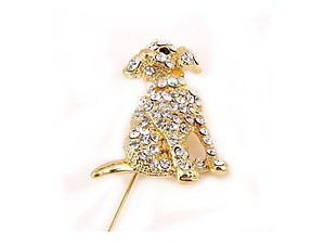 Adorable Sitting Puppy Dog Brooch