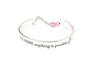 With Hope Anything Is Possible Silvertone Message Cuff Bracelet