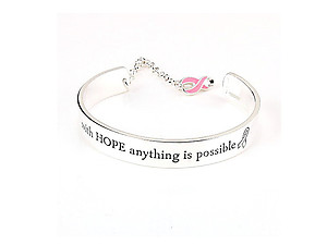 With Hope Anything Is Possible Silvertone Message Cuff Bracelet