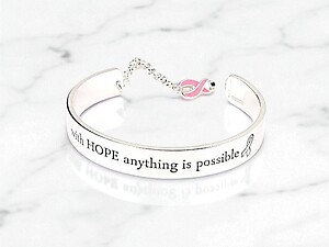 With Hope Anything Is Possible Silvertone Message Cuff Bracelet