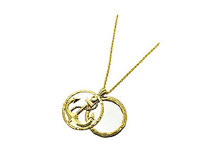 Round Goldtone Anchor Magnifier Glass Pendant Necklace