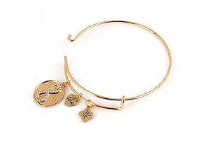 Goldtone Metal Infinity Charm Bangle Bracelet